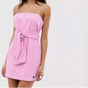 Finders Keepers Essie Tie Waist Mini Dress Pink SZ S